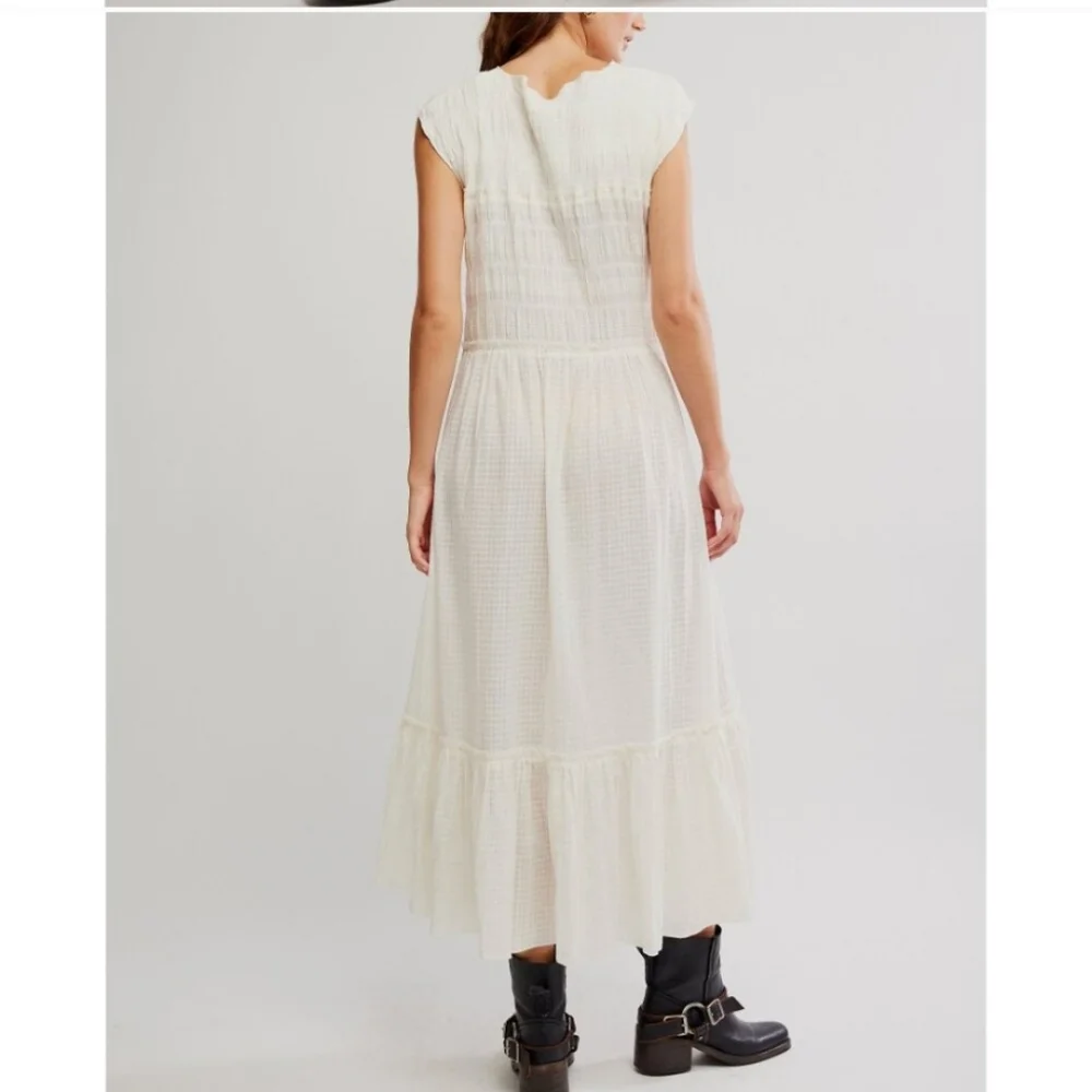 Free People Cream Button-Front Maxi Dress